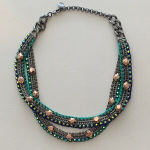Stella & Dot Multi-Strand Turquoise Green & Navy Statement Necklace